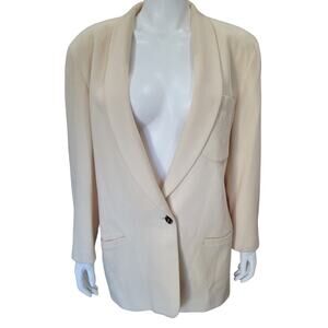 Vintage 90s Harris Wallace Cream Wool Blazer Old Money Heritage Tailoring L